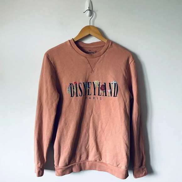 Disneyland Paris Flowers Cotton Sweatshirt Rose Blush Pink Size Medium - Picture 1 of 5